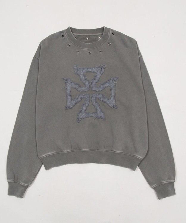 WEGO 【ユニセックス着用ITEM】ブリーチハトメロゴプルオーバー グレー