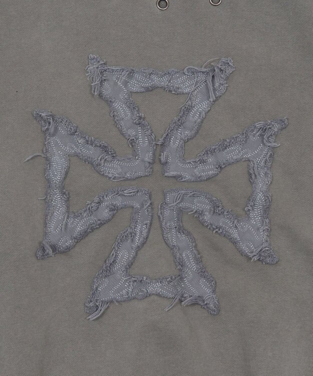 WEGO 【ユニセックス着用ITEM】ブリーチハトメロゴプルオーバー グレー