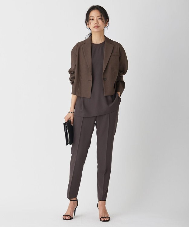 ICB 【洗える】 LooseWeave ショートジャケット ダークブラウン系