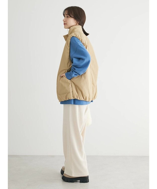 Green Parks 中わたスタンドカラーベスト Beige