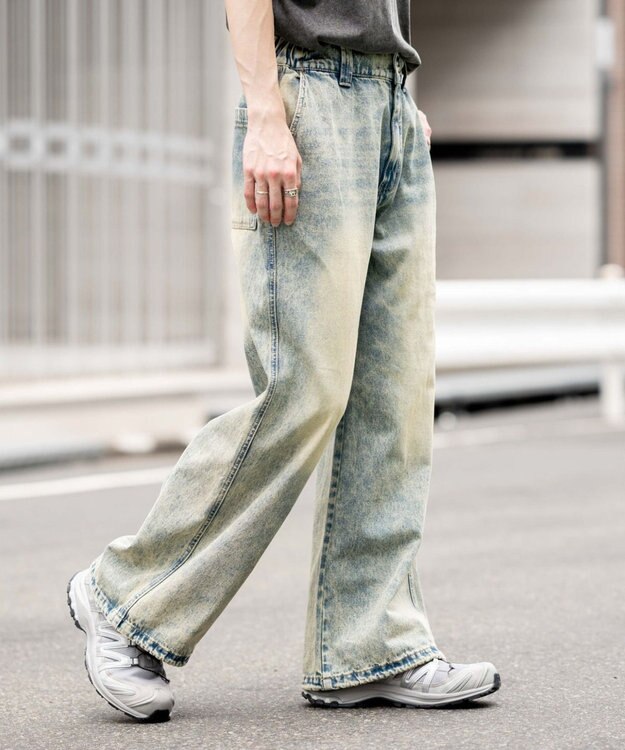 WEGO ローライズバギーフレアデニムパンツ デニム淡加工色