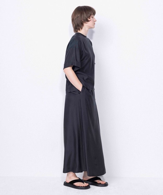 NAVE 【ReNAVE・セットアップ可/洗える/UVケア/接触冷感】フィブリルシャンブレー Aラインスカート ブラック系