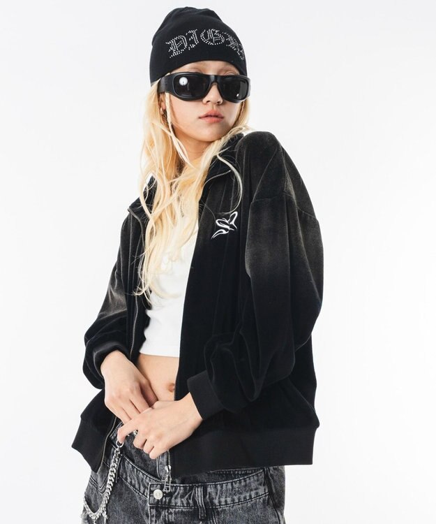 WEGO 【ユニセックス着用ITEM】ブリーチロゴベロアトラックジャケット ブラックその他