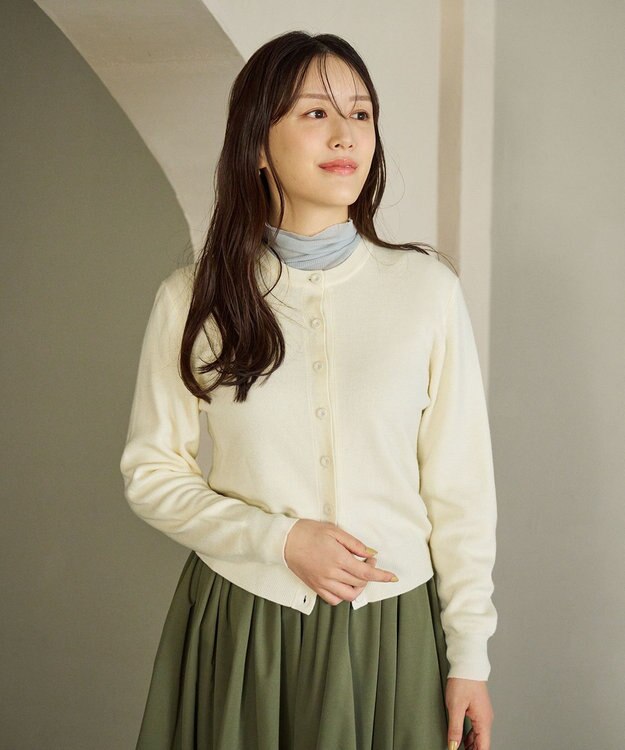 #Newans 【カシミヤ混】コンパクトニットカーディガン オフ