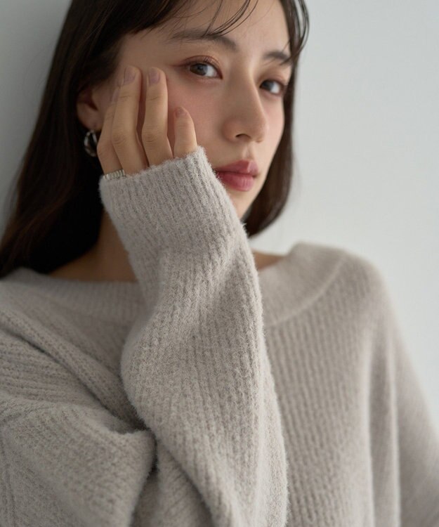 earth music&ecology パウダーシャギー畦プルオーバー Light Gray