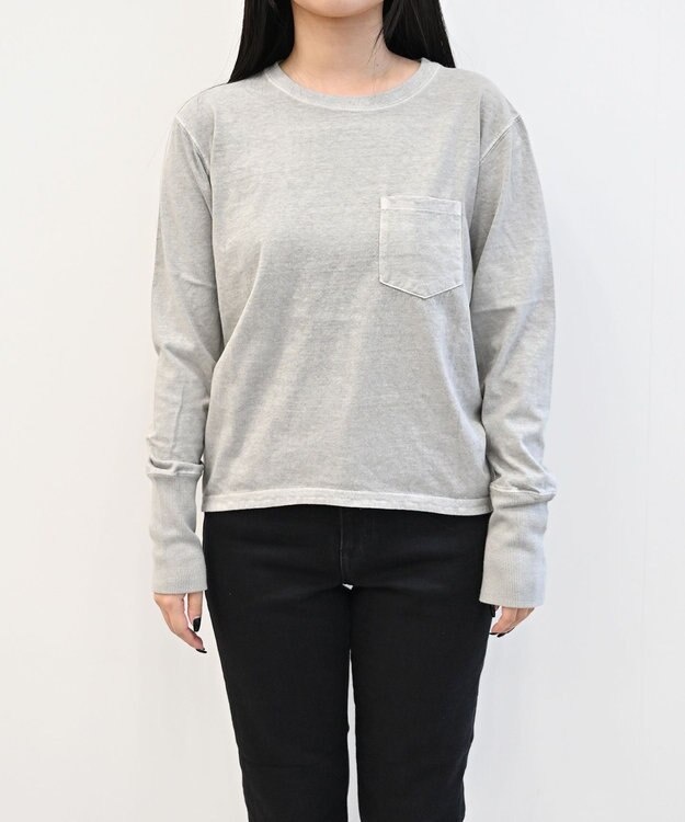caqu caqu x good on long sleeve pocket tee リラックスフィットポケットTシャツ ash