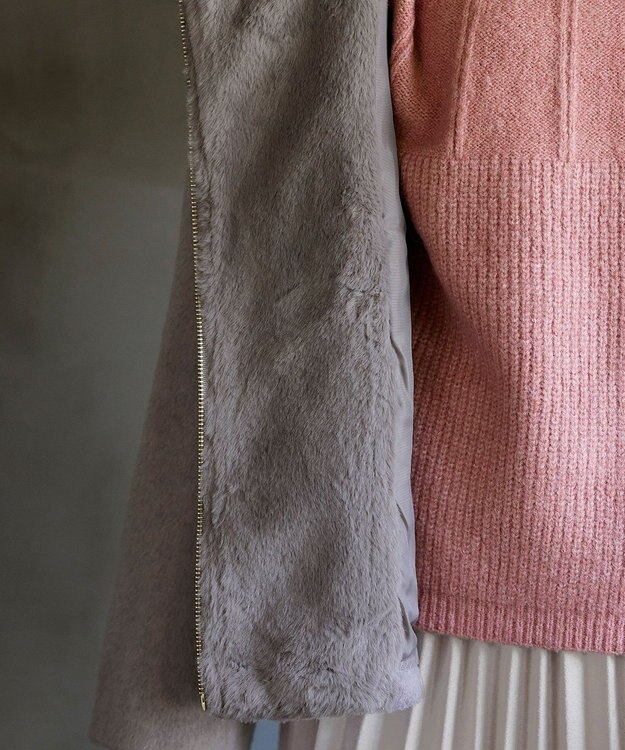 Tiaclasse モッサ風フード付きショートコート モカ