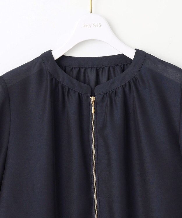 ANY SIS 【接触冷感】シアー ブルゾン ネイビー