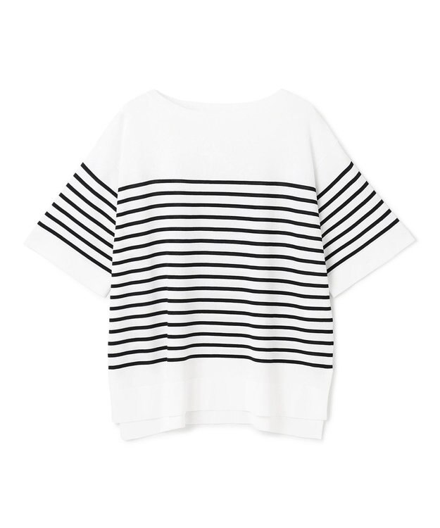 UNFILO L スゴ機能美 ハーフスリーブ ニット [WEB限定]オフ×ブラックボーダー