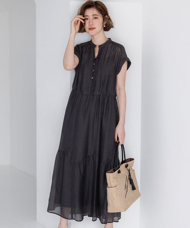 23区 S 【先行予約/WEB&一部店舗限定】シアーワッシャー レース ワンピース グレー系