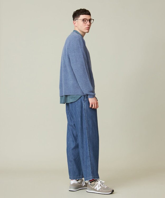 J.PRESS YORK STREET 【UNISEX】ウールカシミヤ クルーネックニット ダルブルー系