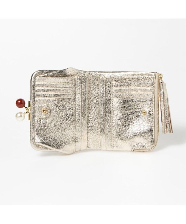 UNBILLION ペルケ perche / アクリル玉がま口2つ折り財布 ゴールド