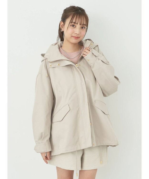 earth music&ecology マルチウェイマウンテンパーカー（ファー） Beige