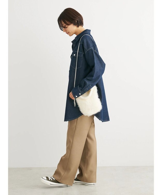 Green Parks ・モヘアライクニットリボンバッグ Ivory