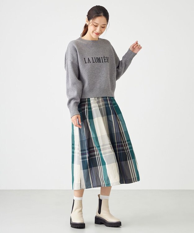 SHARE PARK LADIES メモリーチェックフレアスカート ブルー系3