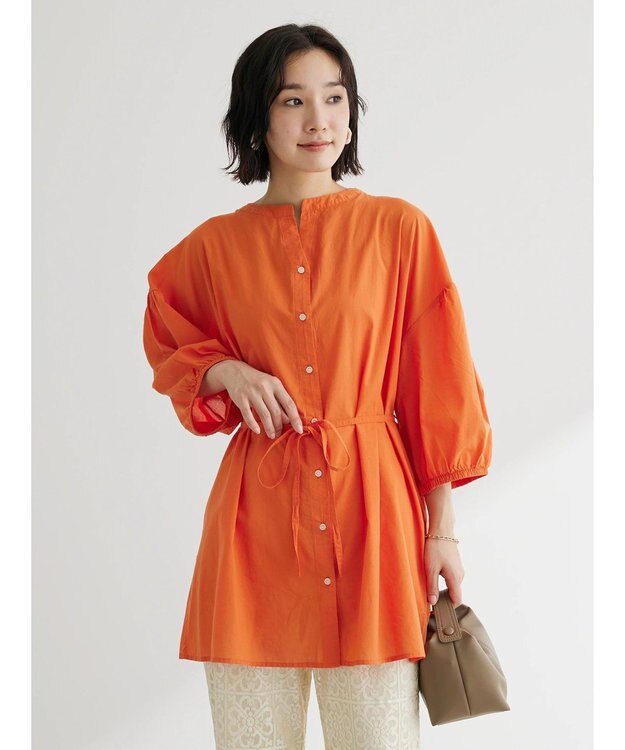 Green Parks スキッパーボリュームブラウスチュニック Orange