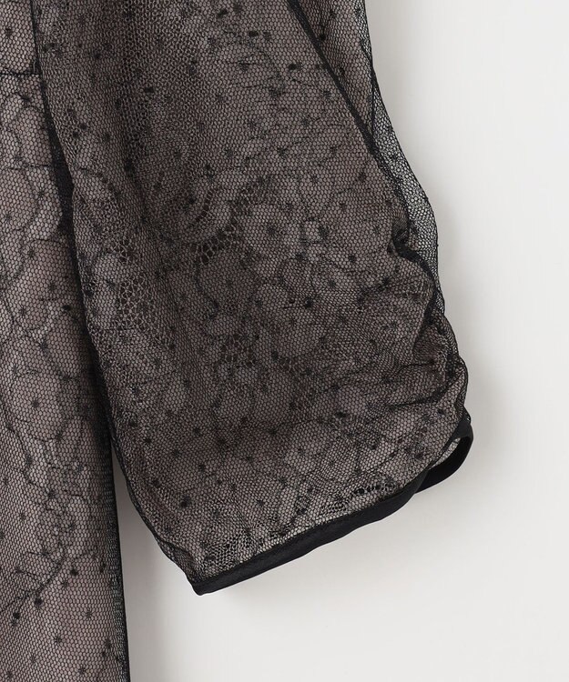 ANY SIS 【洗える】 ドットチュールレース ドレス ローズグレー×ブラックレース