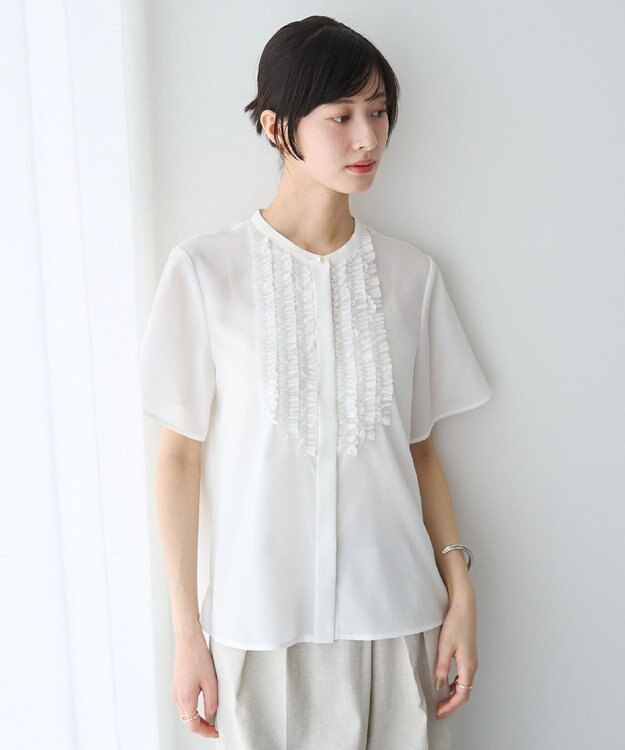 YECCA VECCA フリルデザインブラウス Off White