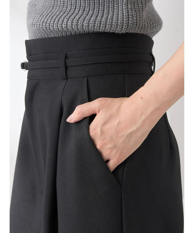 earth music&ecology ベルト付きワイドパンツ Black