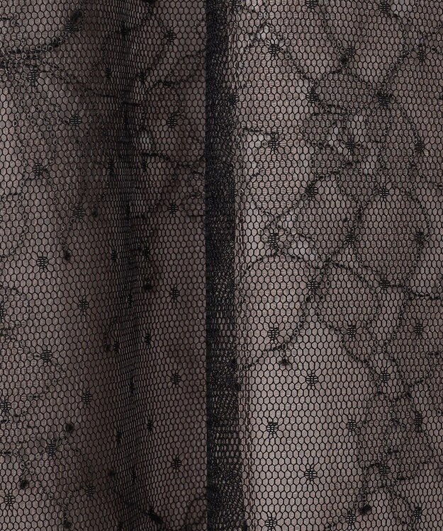 ANY SIS 【洗える】 ドットチュールレース ドレス ローズグレー×ブラックレース