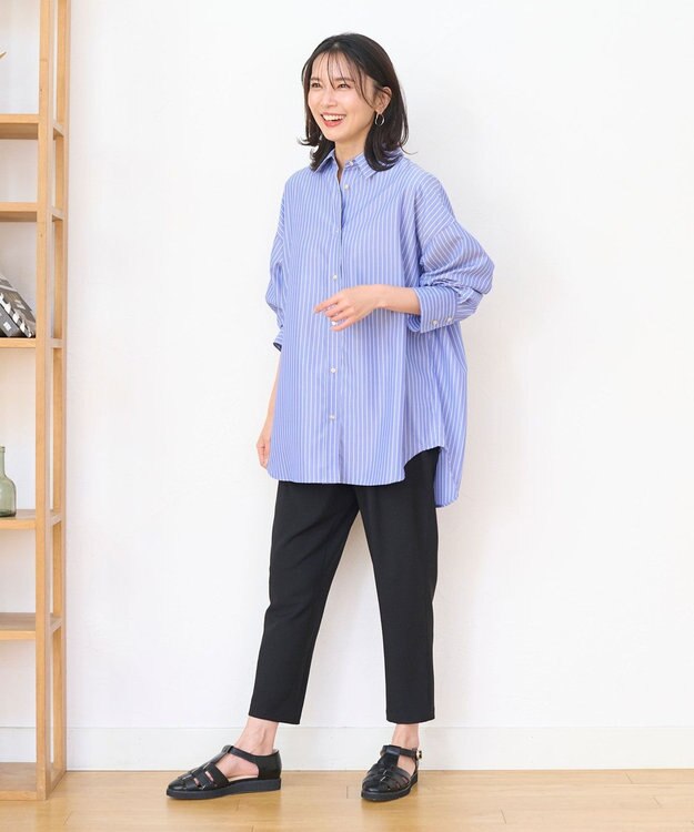 ANY 【UVケア/接触冷感/ウエストゴム】イージケア美脚パンツ テーパード ブラック