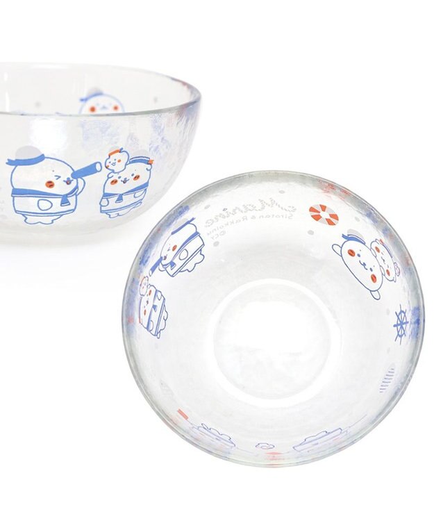 Mother garden しろたん ガラスボウル 《マリン柄》径12cm -