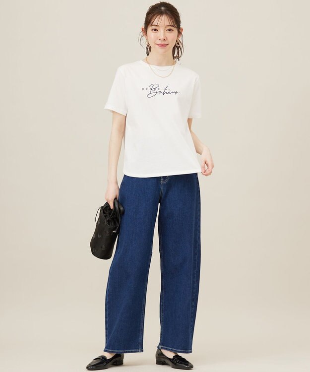 ANY SIS 【洗える】ベーシックロゴ刺繍 Tシャツ オフ