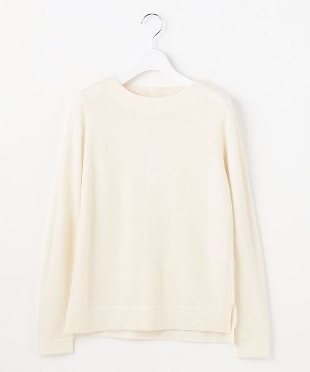 自由区 【洗える】ピュアカシミヤミルド ボートネック プルオーバー ホワイト系