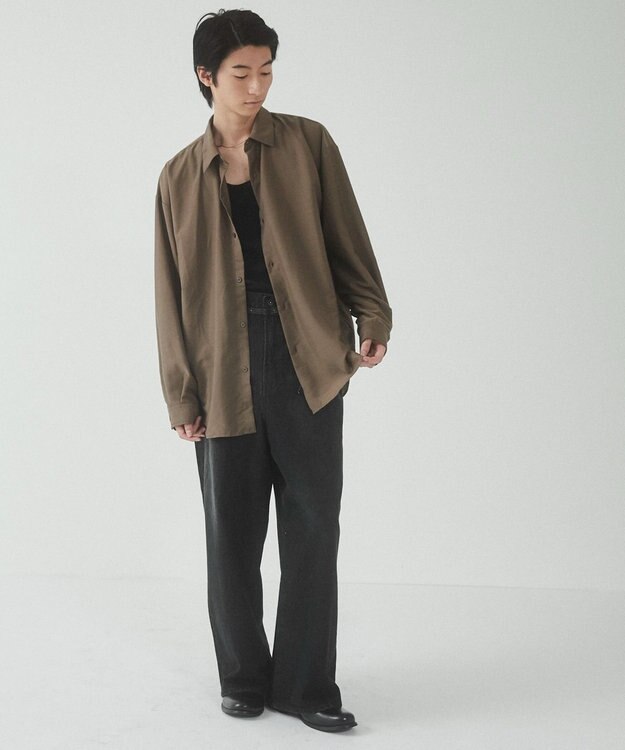 WEGO 【ユニセックス着用ITEM/SMLサイズ展開/冷房対策/紫外線対策】シアーBIGシャツ ブラウン