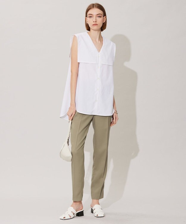 ICB 【洗える】ヴィンテージスパンブロード ビックカラーブラウス オフホワイト系