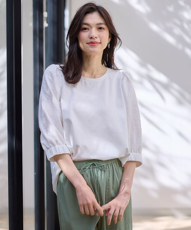 ANY 布帛コンビプルオーバー オフ