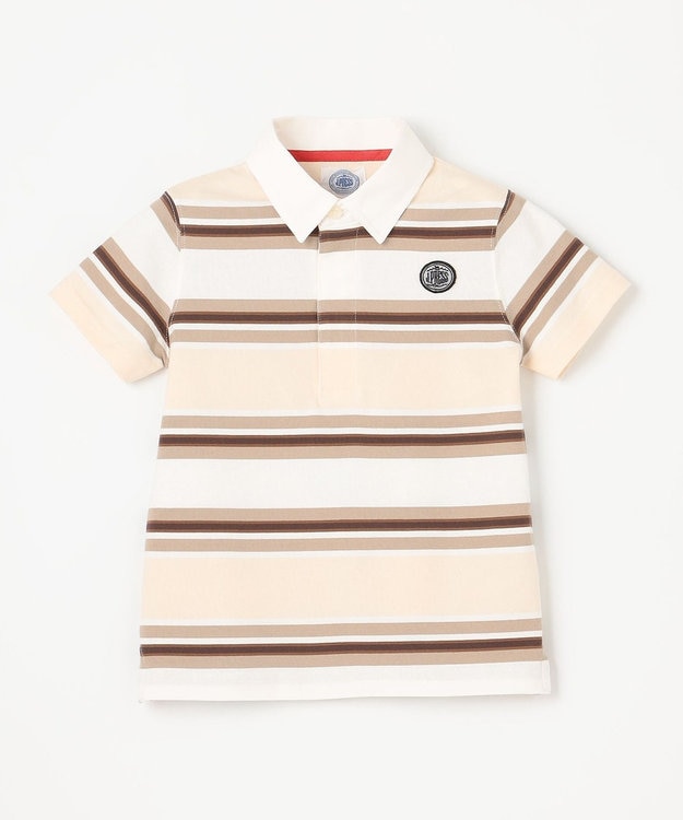 J.PRESS KIDS 【110-130cm】マルチボーダー 半袖ポロシャツ ベージュ系1