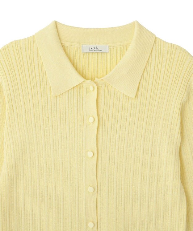 earth music&ecology レギュラーカラーニットカーディガン Yellow