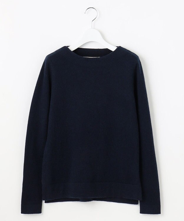 自由区 【洗える】ピュアカシミヤミルド ボートネック プルオーバー ネイビー系