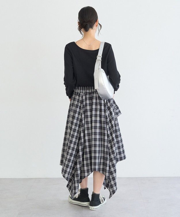 earth music&ecology イレヘムチェックシャツライクスカート Black