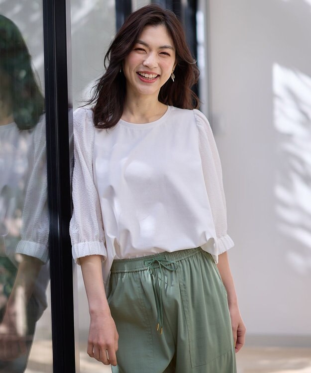 ANY 布帛コンビプルオーバー オフ