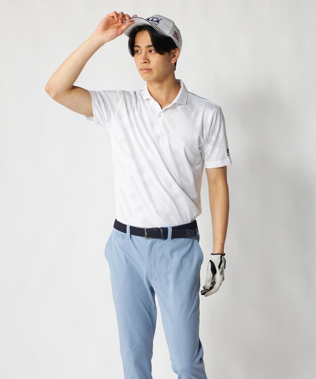 FILA GOLF／marie claire 【FILA GOLF】メッシュ加工ビックロゴ半袖ポロシャツ ホワイト