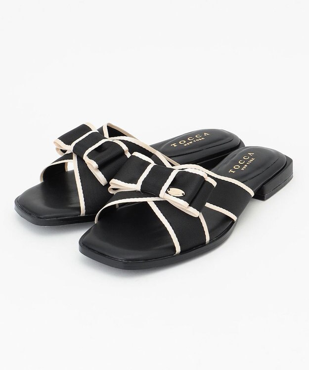 TOCCA BICOLOR RIBBON FLAT SANDALS サンダル ブラック系
