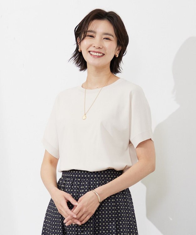J.PRESS LADIES 【洗える】 レーヨンエリートストレッチ ドルマン ニット Tシャツ ベージュ系