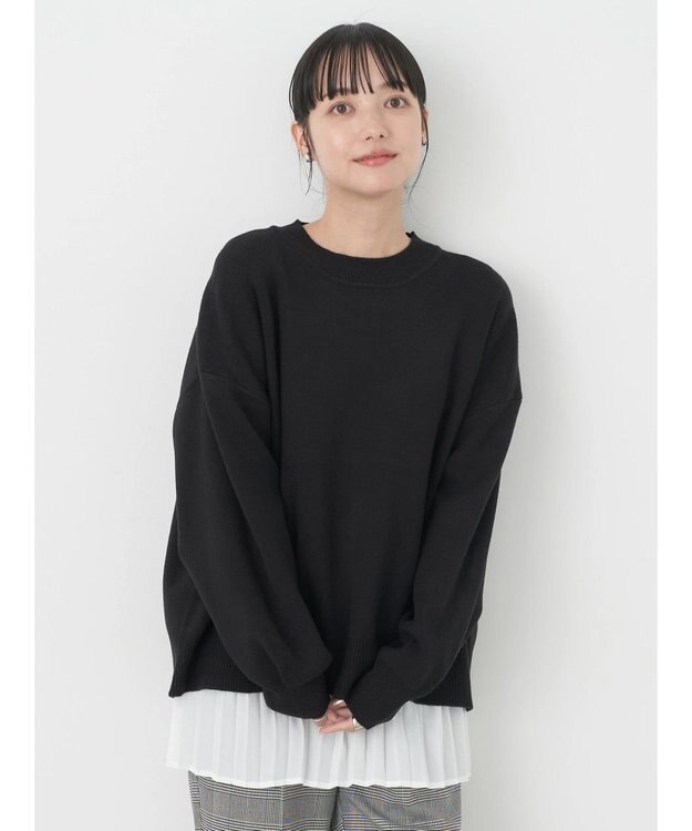 earth music&ecology アンチピリングバックスリットプルオーバー Black