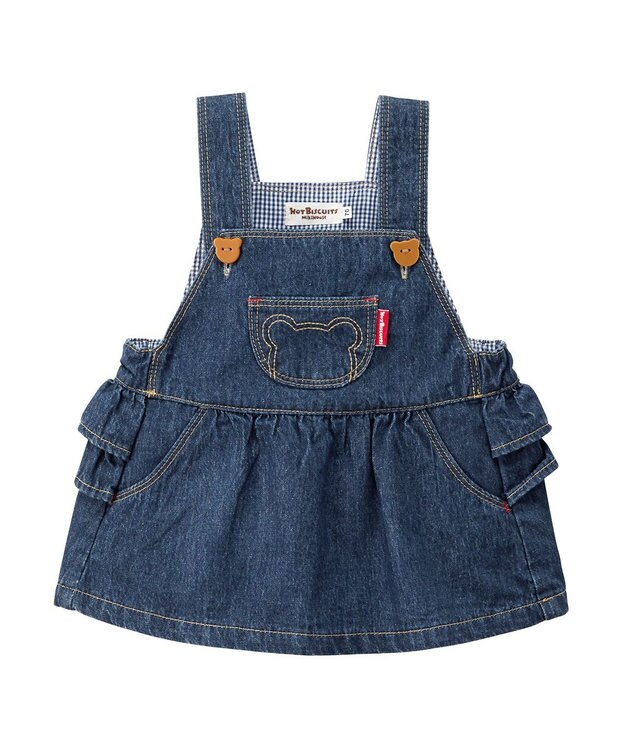 MIKI HOUSE HOT BISCUITS 【70-100cm】 デニムジャンパースカート インディゴブルー