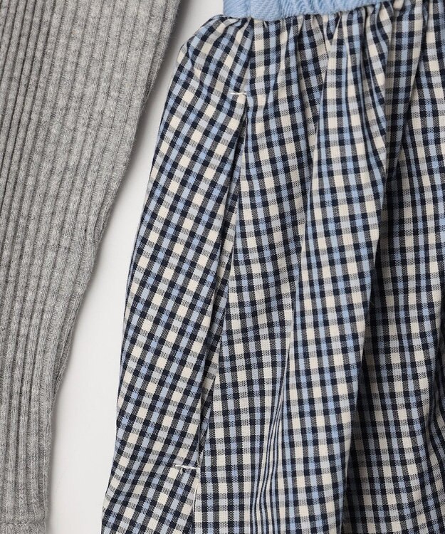 組曲 KIDS 【110-140㎝】 チェックドッキング ワンピース サックスブルー