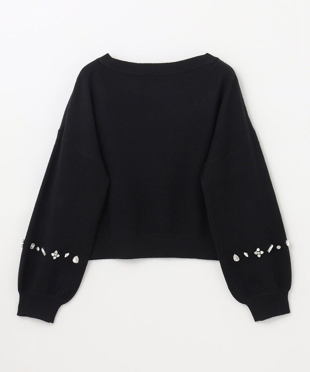 GRACE CONTINENTAL マルチビジューニットトップ ブラック