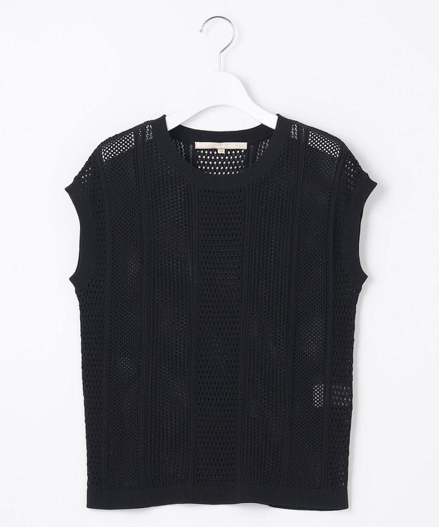 自由区 【洗える・XSサイズあり】シアーコイル ニット ネイビー系