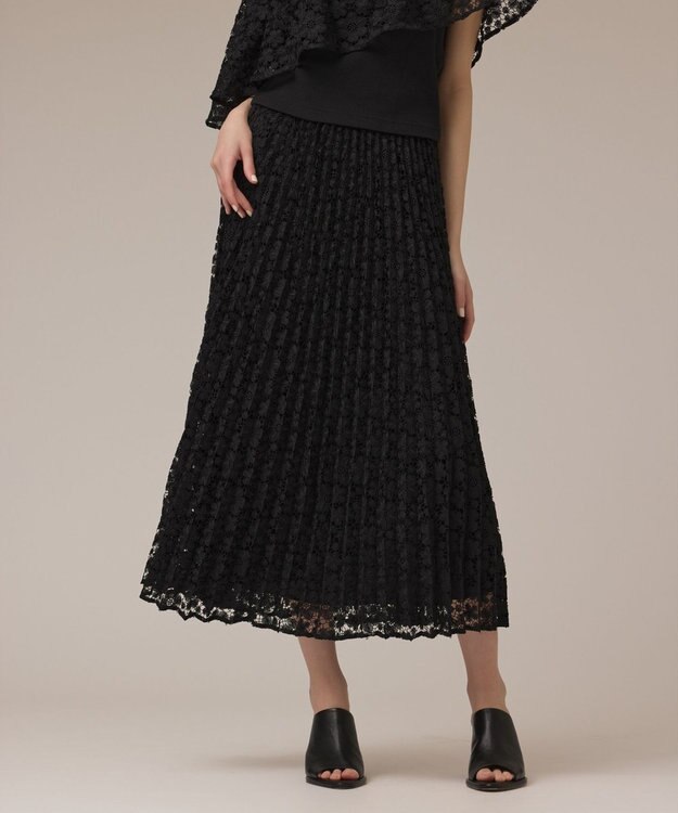 GRACE CONTINENTAL レースプリーツスカート ブラック