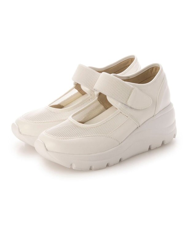 ing <ing>【WEB限定】厚底メッシュストラップスニーカー アイボリー