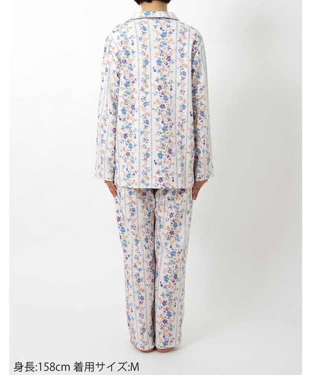 Wing パジャマ 長袖 長ズボン 綿混(本体) あったか レディース EP6011 ウイング／ワコール サックス