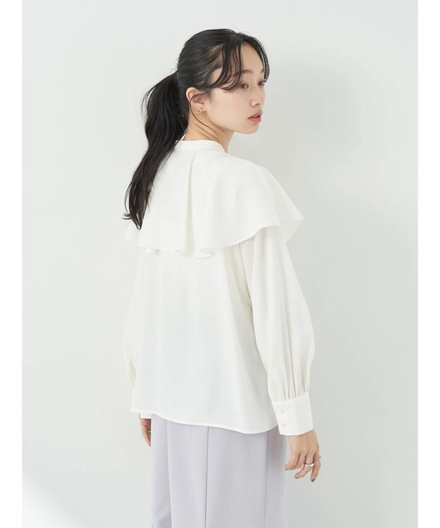 earth music&ecology ケープカラーブラウス Off White
