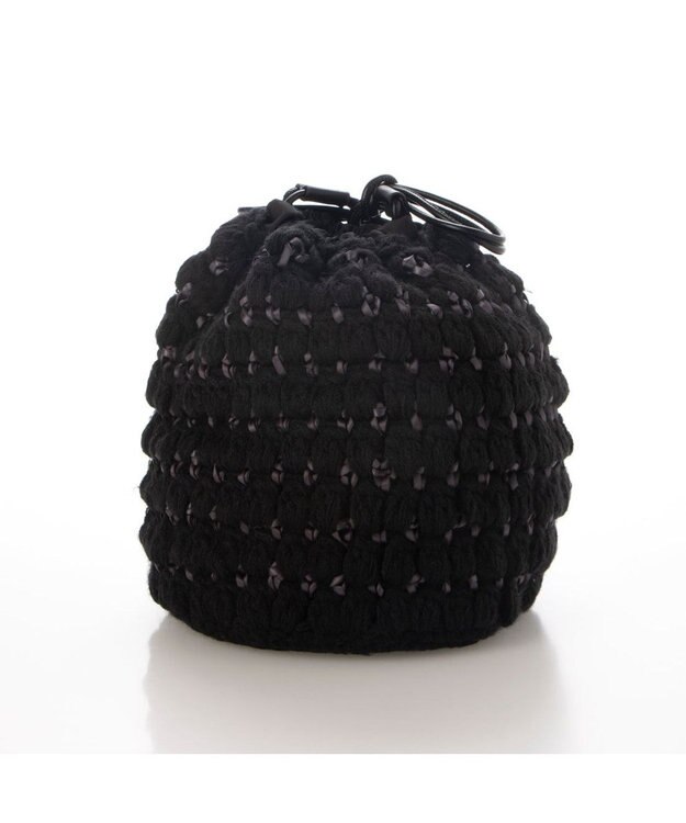 UNBILLION カシュカシュ cachecache / サテンリボン編み込み巾着ショルダー ブラック