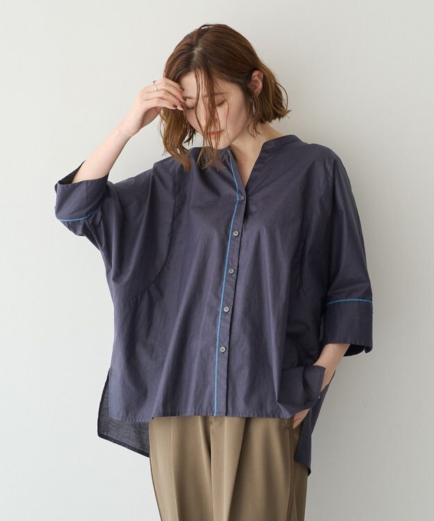 YECCA VECCA ペーパータッチドルマンシャツ Navy